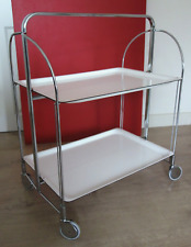 Servierwagen Teewagen Bar Beistelltisch Regal Rollen klappbar Chromgestell weiß