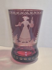 Antike Böhmische Glas  Rubinrot - 19 Jahrhundert- Geschliffen. 