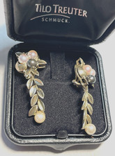 Stattlich elegante 925 Silber vergoldete Ohrringe Ohrclips Clips 8x Akoya Perle