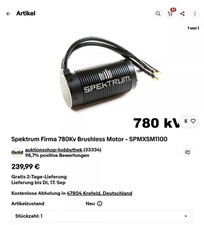 Spektrum Firma SPMXSM1100 Brushless Motor 780KV 8S Li  Mit H&R 199€ NUR HEUTE!!