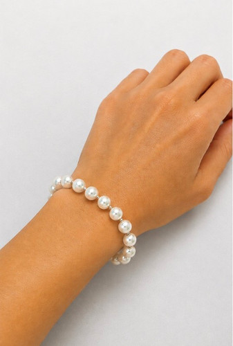 Perlenarmband weiß runde - perlenarmband, weiß,
