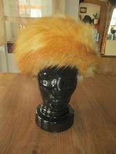 Echt Pelz Damen Mütze Kappe rötlich braun Kopfumfang 55 cm fluffig weiches Fell