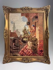 Vintage Gobelin Stickerei  Wandbild  im Rahmen Handarbeit