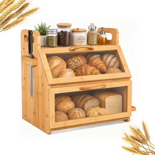Holz brotkasten mit - holz,
