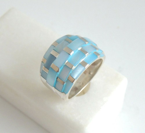 Perlmutt ring blau 925 - perlmutt,