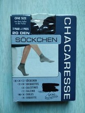 Damen Socken Fein Söckchen Chacaresse, 2 Paar, schwarz, 20 Den, alle Größen, Neu