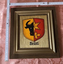 Brüel in Mecklenburg - Wappen Bild - Coat of Arms - Handarbeit DDR NEU original