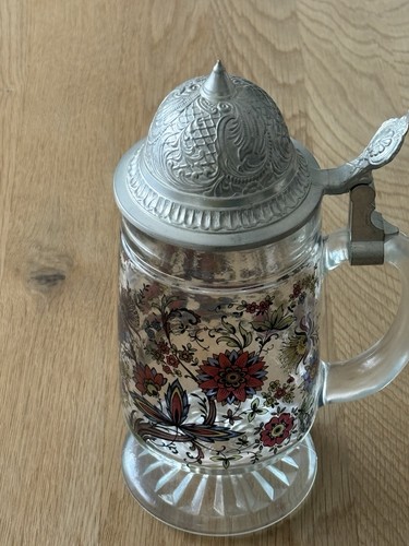 Glasbierkrug mit zinndeckel - mit,