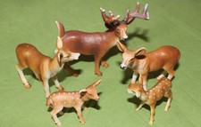 *** SCHLEICH: 6 alte Rehe: Hirsch, 2x Weißwedelkuh, 2x Kalb    aus Sammlung ***
