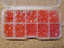 Glasschliffperlen echte Konvolut Rondelle Größen-Mix Rot Sortierkiste 3 - 10 mm