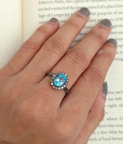 Oval blau topas - blau,