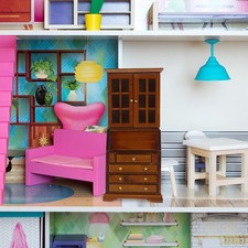  Puppenhaus Schrank Vitrinenschrank Klein Kinder Bücherregal Puppenschrank Holz