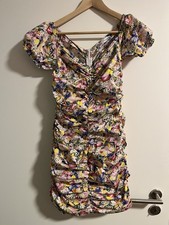 Minikleid Zara Blumen Mehrfarbig Gr M Neu Puffärmel Sommerkleid Partykleid