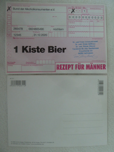 Postkarte rezept für männer - "rezept,