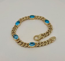 Armband aus massivem Gelbgold mit blauem Topas, 14 Karat / 585er Gold