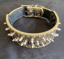 ⭐️ Edles Hundehalsband Halsband Nieten Gold Kroko 5cm Bulldogge 42-50 cm Umfang