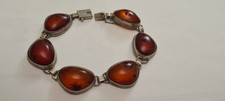 Antikes Art deco 835 Silber Armband mit Bernstein um 1920
