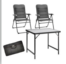 4-tlg Camping Set Tisch + 2 x Campingklappstuhl schwarz + Tasche Minicamper Van