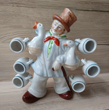 Schöne uralte Porzellan Figurenflasche Schnaps Flasche Figur Gänsehirte Gemarkt