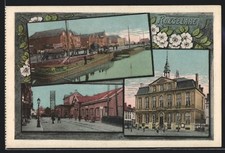 AK Roeselare, Gesamtansicht bei Dämmerung, Straßenansicht 