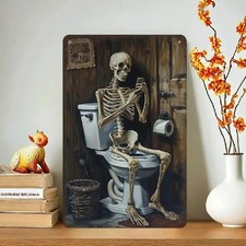 Blechschild Skelett mit