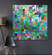 LEINWAND BILDER BIS 100x100x5 MOSAIK BUNT MODERN ABSTRAKT GEMÄLDE MALEREI KUNST