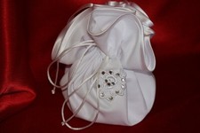 NEU Satin Brautbeutel STRASS weiß Hochzeit Stickerei