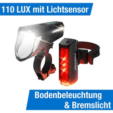 Fahrradbeleuchtung FISCHER LED-Akku Beleuchtungs-Set TWIN STOP 110 Lux USB