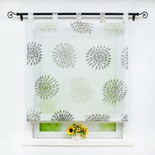 Raffrollo mit Schlaufen Druck Raffgardine Küche Faltenrollo Modern Voile Vorhang