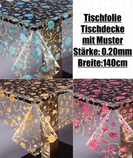 Tischdecke abwaschbar Gartentischdecke mit Muster c a 0.20 mm  Br.140 CM-PVC