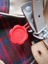 Vintage Rucksack von Kurz Modell 18 karierter Stoff / Leder um 1960