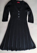 Vivien Caron Strickkleid schwarz, Baumwolle, 3/4 Arm, Gr. 36-38 mit Knöpfen