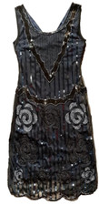 GATSBYLADY LONDON Abendkleid Charleston Style Stickerei Perlen Pailletten Gli...