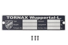 Typenschild für Tornax mit