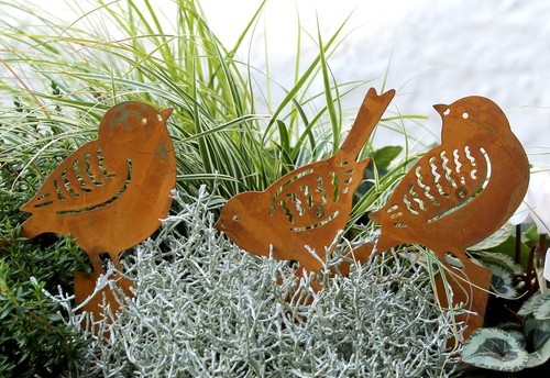 3er gartendeko vogel dekofigur - gartendeko,