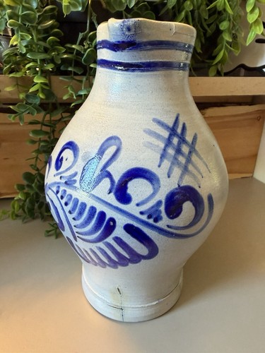 Vintage krug salzglasur blau - vintage,