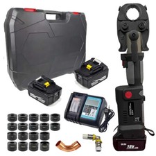 Akku Mini Presse Pressmaschine Presszange Presswerkzeug 30kN -18 x M,V,U,TH Set