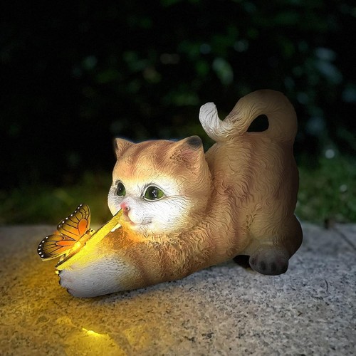 Solar gartenfigur katze led - solar,