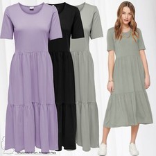 JDY Damen Midi Rüschen Kleid