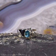 Blau Topas Ring, 925er Silber