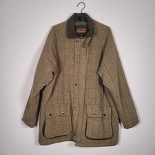 Wild Jagd Jacke XL grün Tweed kariert Wolle technische Bekleidung Country Taschen