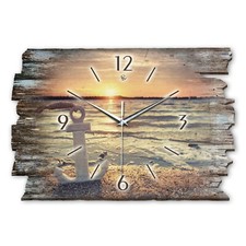 Designer Wanduhr "See" im Shabby-Style aus Naturholz mit leisem Funkuhrwerk