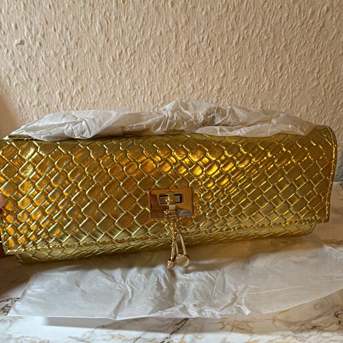 Damen clutch kunstleder gold - clutch,