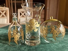 3 x  weihnachtliches Rosenthal Glas :  Vase, Kugel  + Glocke-goldene Engel