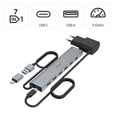Hama USB-C-Hub Multi Port 7-fach USB-A 3.2 Gen 1 Verteiler 5 Gibt/s mit Netzteil