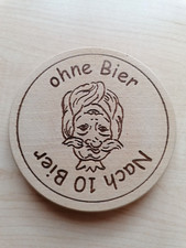 Spaßartikel Holz Bierdeckel drehbar mit Bild ohne Bier und nach 10 Bier