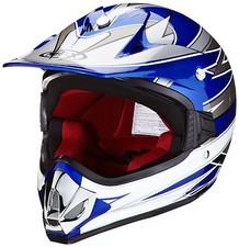 Kinder Crosshelm Endurohelm blau-weiß V310-BL Gr. S - XXXS