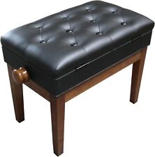 KLAVIERBANK - PIANO STUHL - HÖHENV. - WALNUSS - NOTENFACH - LEDER SCHWARZ - KL13