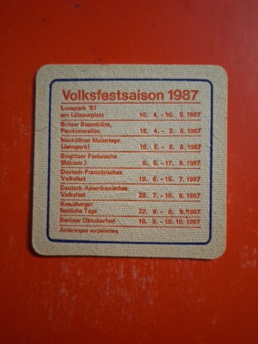 Bierdeckel 1987 feste berlin - feste,