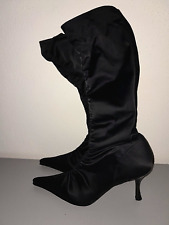Vera Gomma Made in Italy Damen Stretch Stiefel Schwarz Satin gerafft Gr.36
